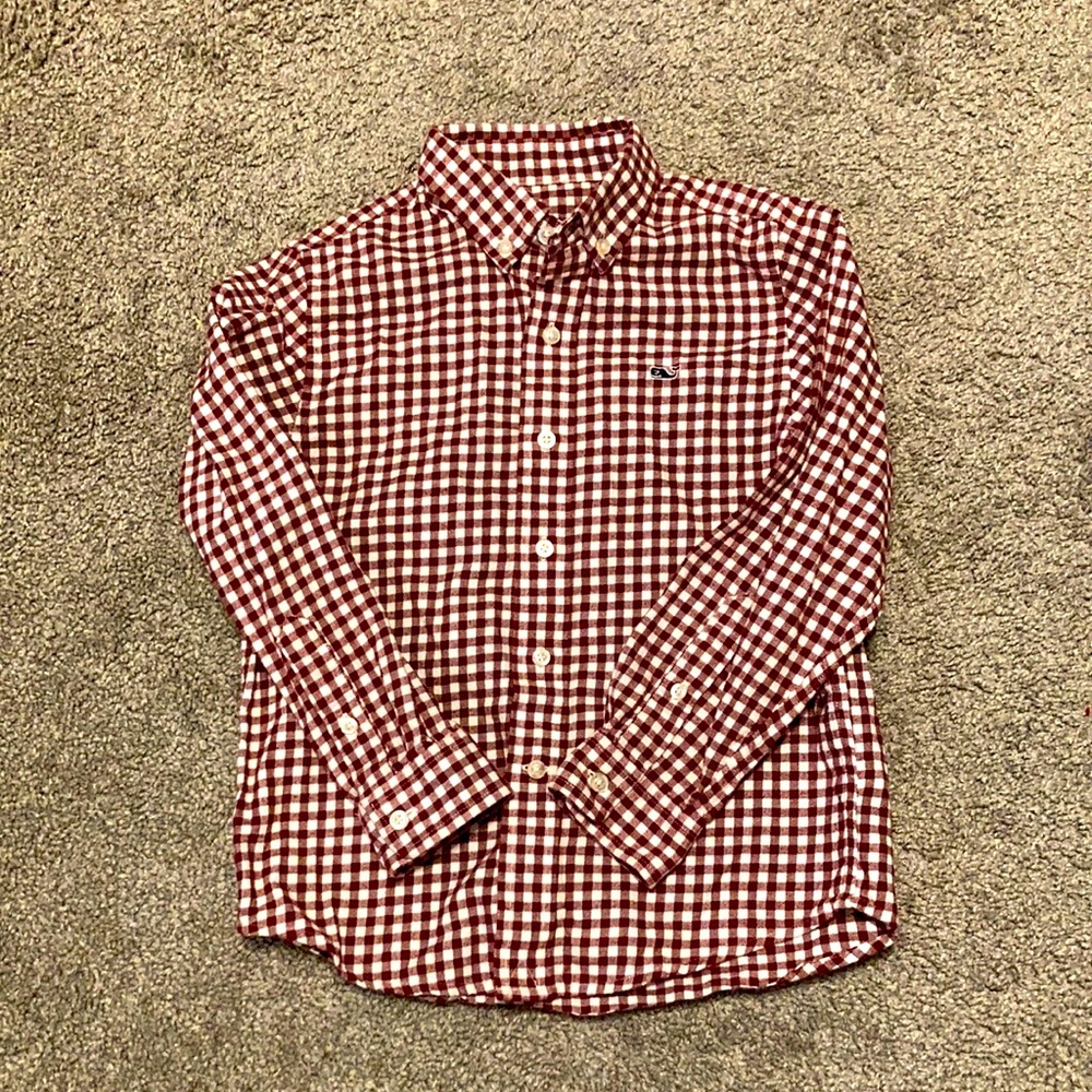 Vineyard Vines, size 6, maroon gingham button down